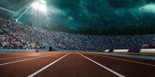 充满戏剧性的下雨的奥林匹克体育场图片下载