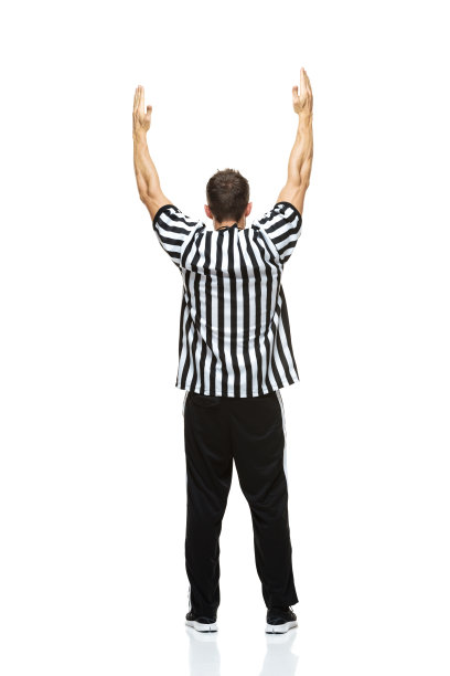 足球裁判显示触地的后视图图片下载