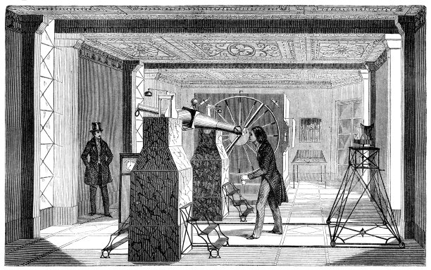 1849年，巴黎天文台通过望远镜观测的天文学家图片下载