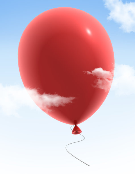 蓝色天空中的红气球图片下载