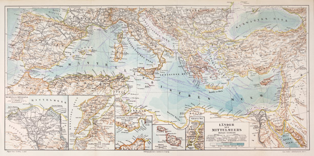 1897年地中海国家地图图片下载