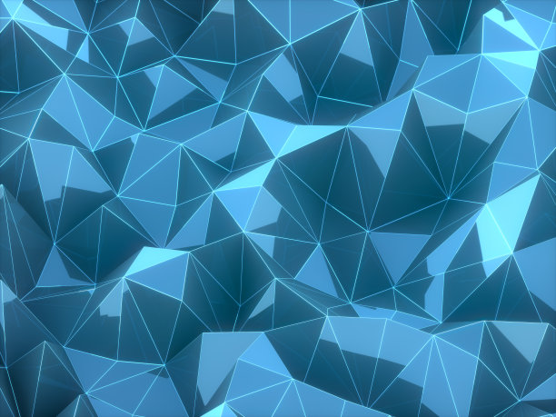 蓝色多边形背景-晶体结构图片下载