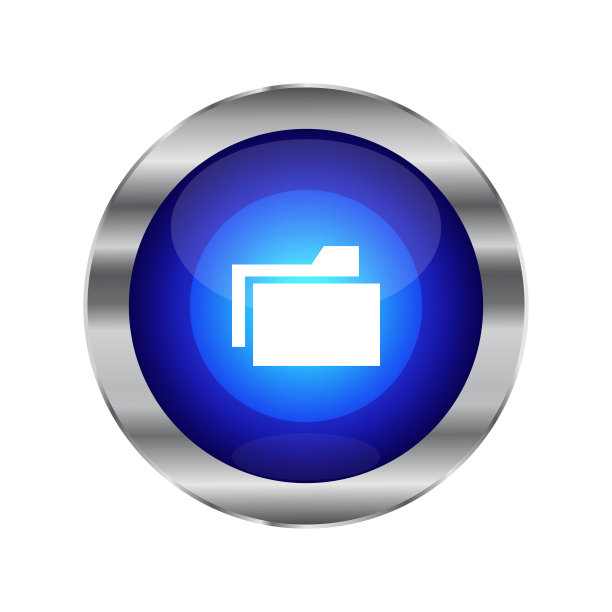 蓝色光滑的文件夹Web图标隔离在白色图片下载