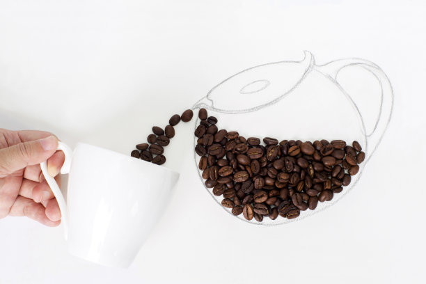 咖啡豆和咖啡杯图片下载