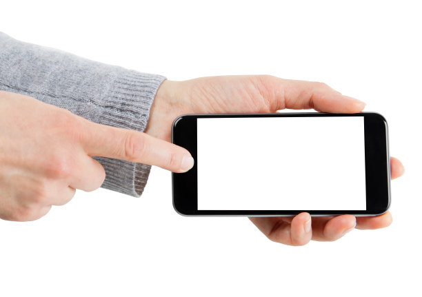 手持智能手机，用手指指向，与剪切路径图片下载