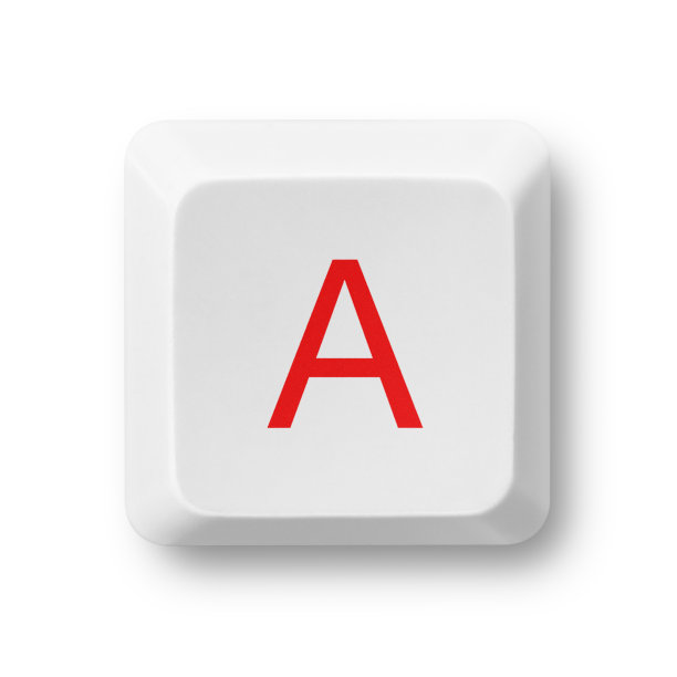 字母A对电脑键隔离白色图片下载