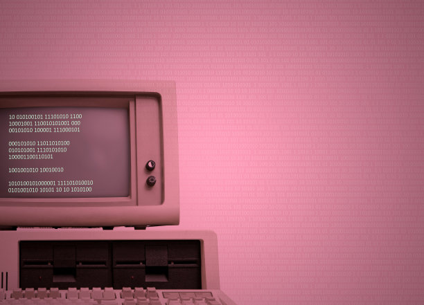 具有老式计算机技术背景和二进制代码图片下载