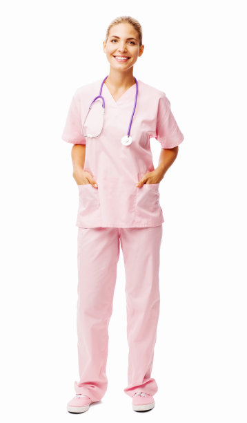 双手插在口袋里的快乐护士图片下载