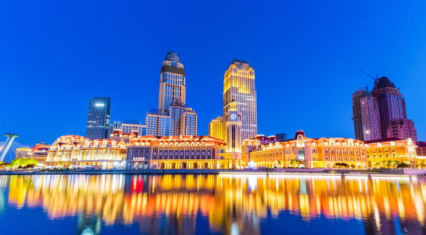 天津津湾广场夜景图片下载