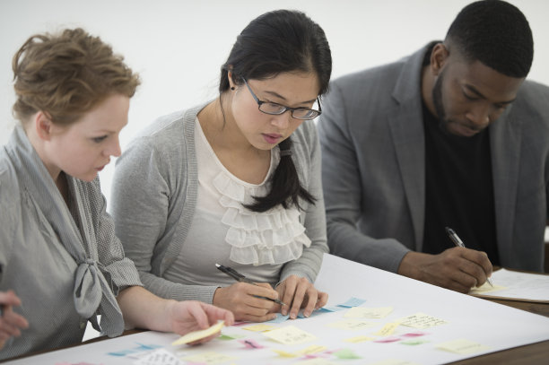 商务伙伴在会议上的思维导图图片下载