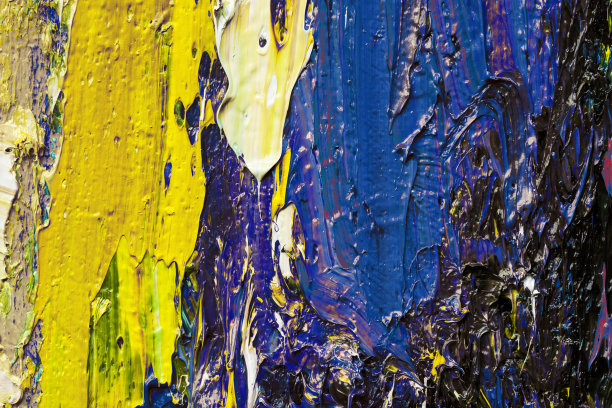 抽象动态画黄蓝色艺术背景。图片下载