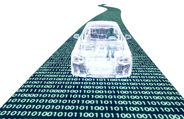 自动驾驶的电子计算机汽车在道路上图片下载