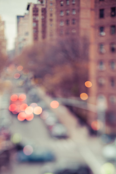 大都市区域的街道交通场景的散焦和调焦图片下载