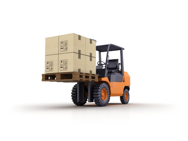 叉车搬运纸箱- 3D渲染图片下载
