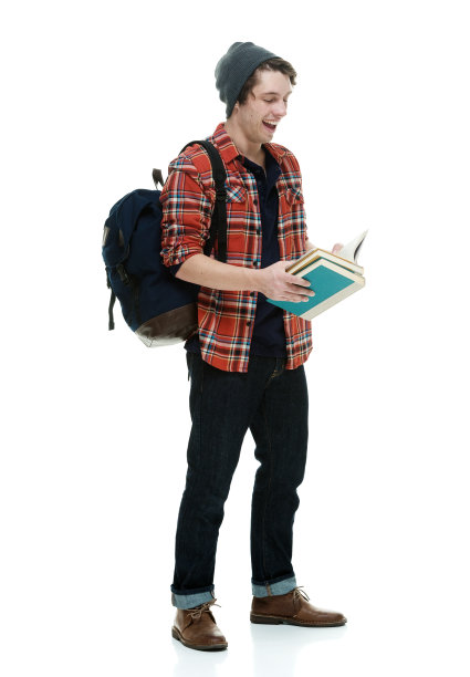 欢快的学生阅读书籍图片下载