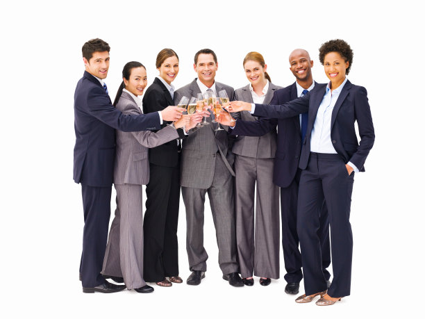 商业人士用香槟祝酒-孤立图片下载