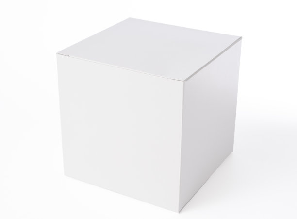 白色背景上的白色空白立方体的孤立镜头图片下载