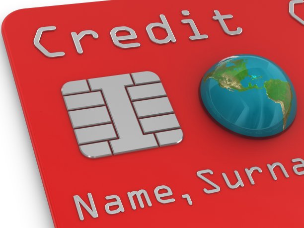 信用卡和地球模型图片下载