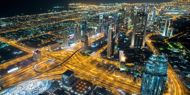 迪拜城市夜景全景图片下载