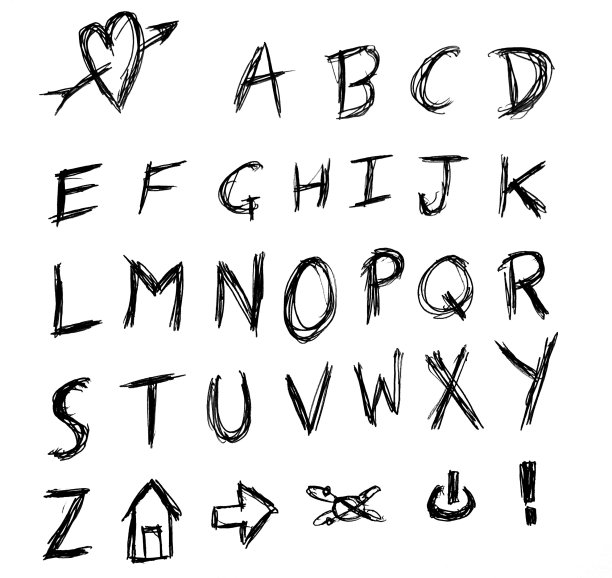 愤怒的手写字母划破图片下载