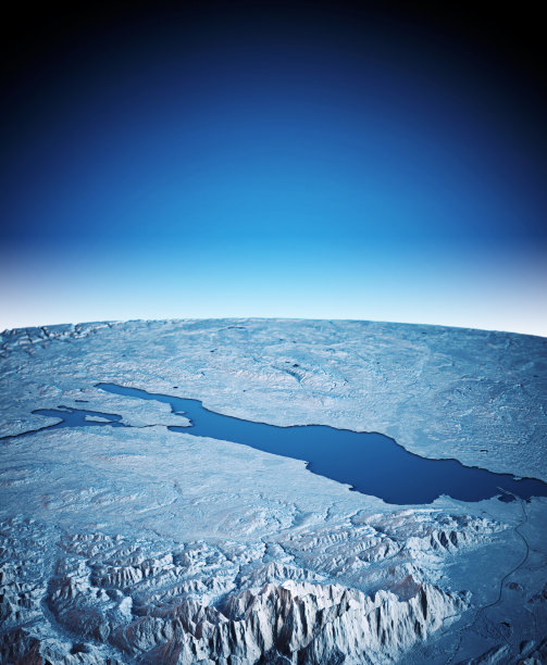 湖康斯坦斯3D渲染卫星视图地形图垂直图片下载