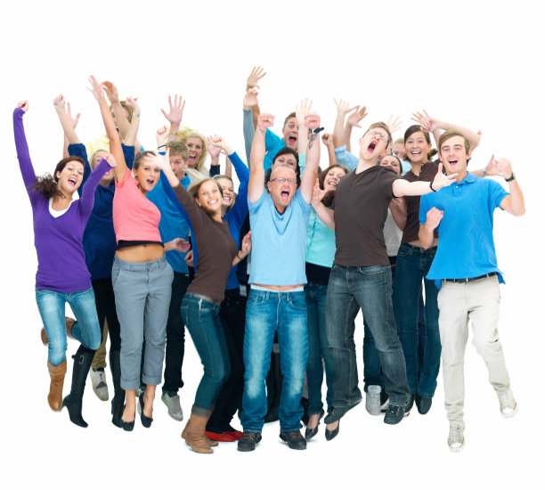 兴奋的青年男女一起享受图片下载