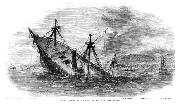 “HMS Transit”号在苏门答腊岛班卡岛附近失事(1857年雕刻ILN)图片下载