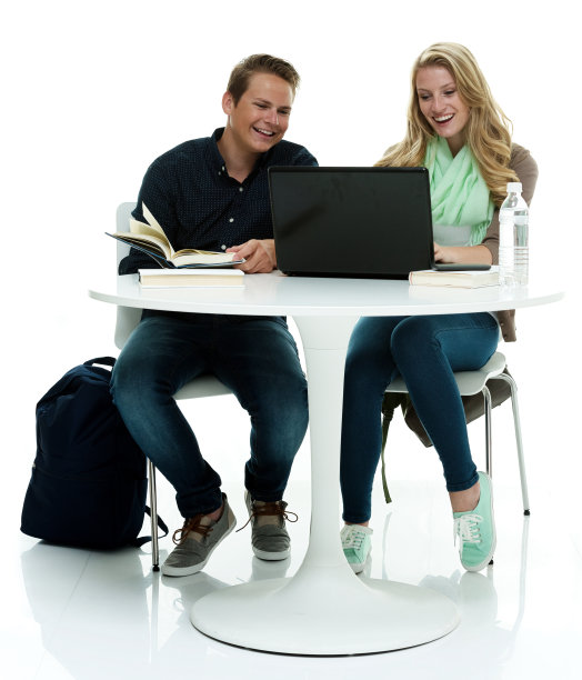 两个快乐的学生在一起学习图片下载