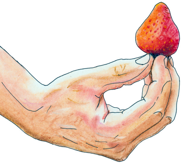 人的手，吃一个草莓图片下载