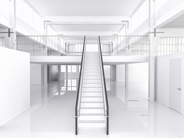 空间办公室的白色楼梯图片下载