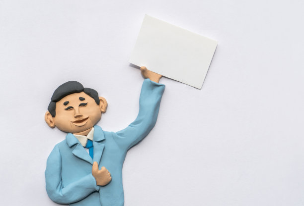 手工粘土插图，男人拿着白纸图片下载