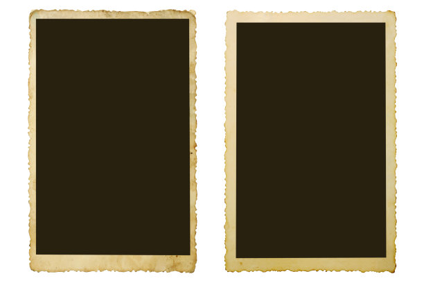 白色背景上的两张老照片图片下载