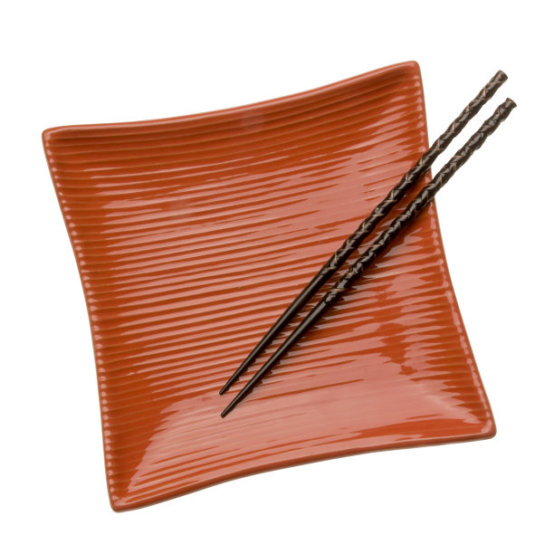 亚洲红盘子和筷子图片下载