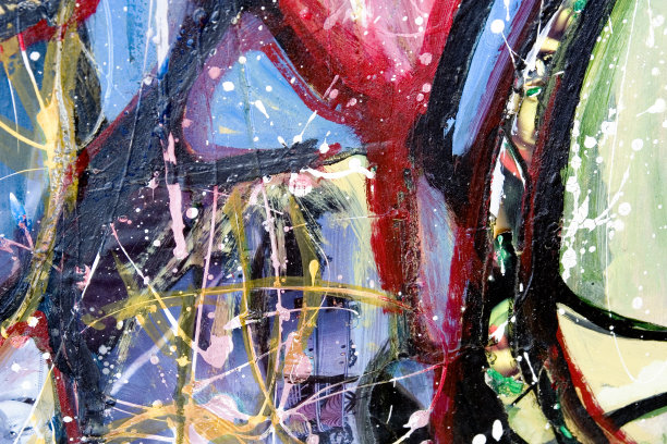 抽象色彩的颜料飞溅。素材图片