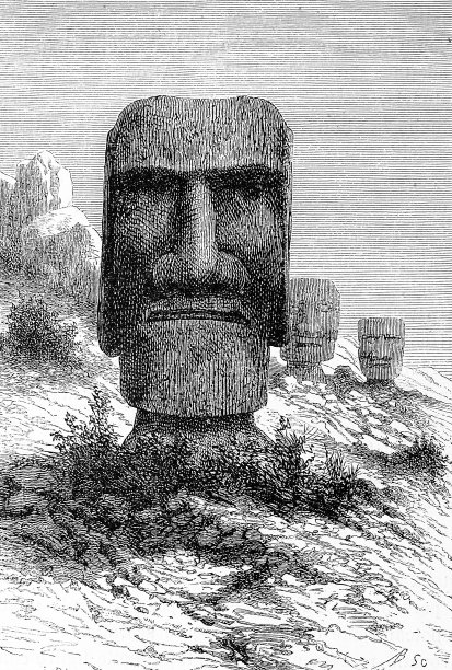 复活节岛上的摩埃石像图片下载