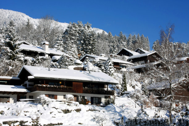 田园诗般的寒冷的村庄图片下载