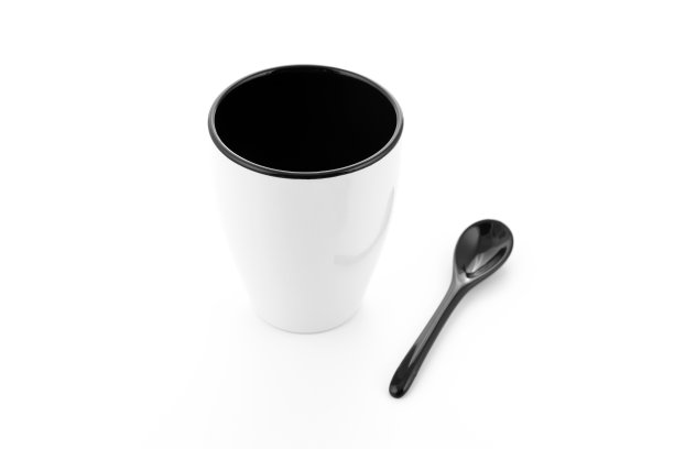 B&W马克杯和黑勺图片下载