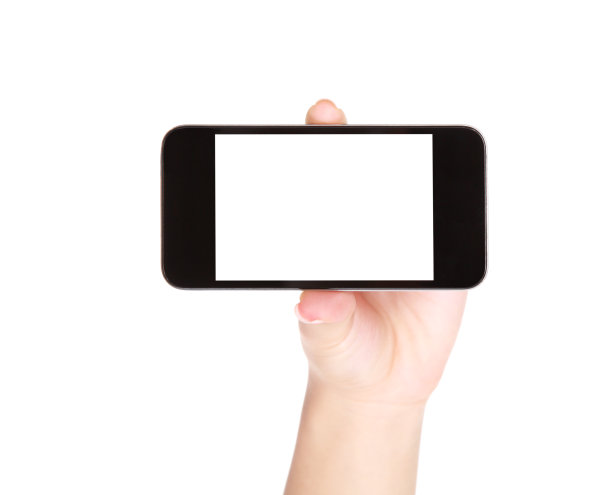 手持空白屏幕智能手机在白色背景图片下载
