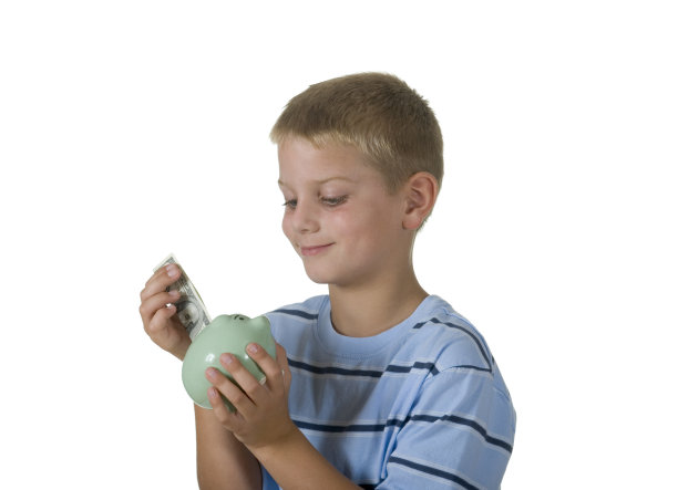 快乐，周到的男孩省钱-剪报路径图片下载