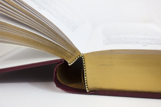 皮革装订的黄金页打开书图片下载