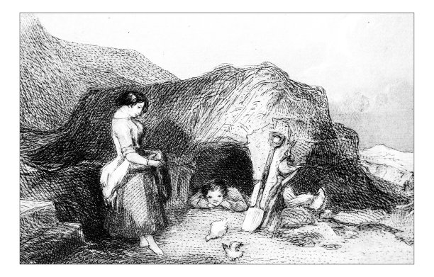 母亲和儿子的古董插图图片下载