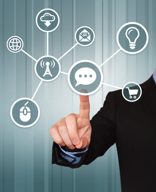 商人指着技术和互联网版税免费矢量艺术图片下载