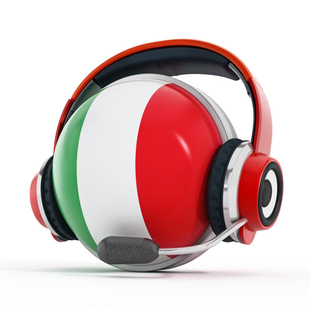 耳机在意大利国旗覆盖的球图片下载