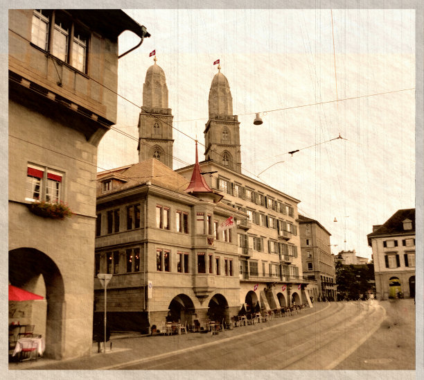 苏黎世，瑞士的深褐色复古风格图片下载