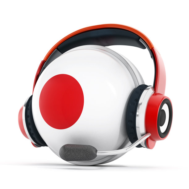 耳机上的日本国旗覆盖的球体图片下载