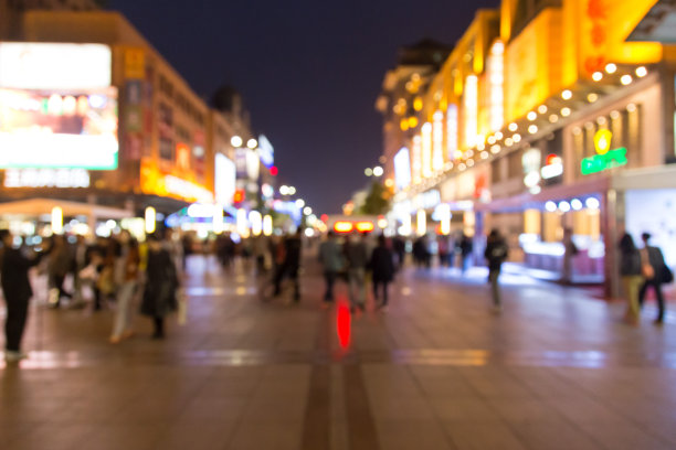 商业背景:繁华的商业街夜景图片下载