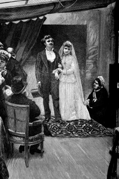 古董插图的婚礼照片在工作室图片下载