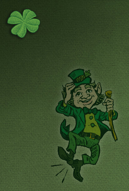 圣帕特里克节-四叶三叶草的小妖精图片下载