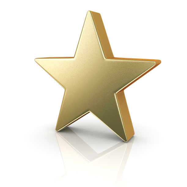 一颗金色的星星站在它的倒影上图片下载