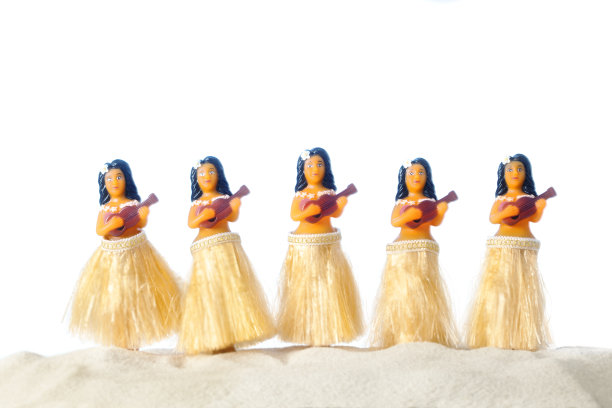 沙滩草裙舞在白色的背景图片下载